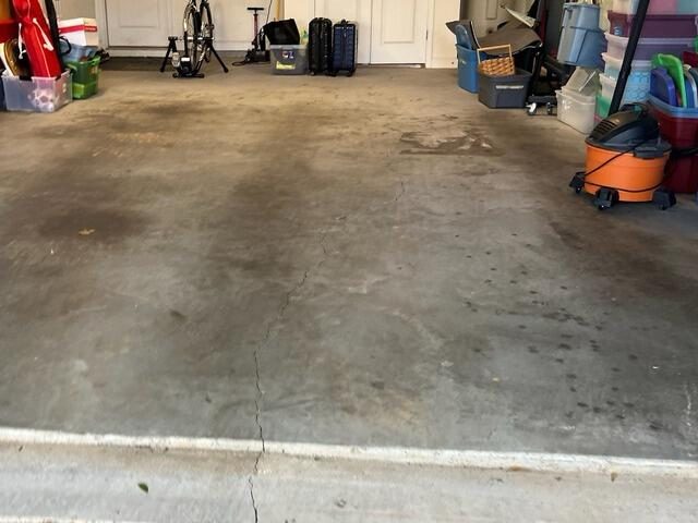 Before concrete crack in garage floor